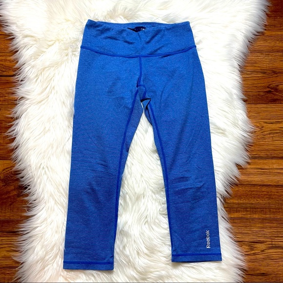 Reebook Workout Ready Mesh Capri Blue Fitted Fit Leggings Size XS EUC - Picture 1 of 4